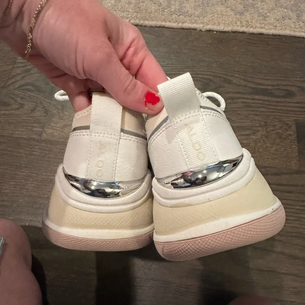 ALDO Rev White and Silver Sneakers NWOB