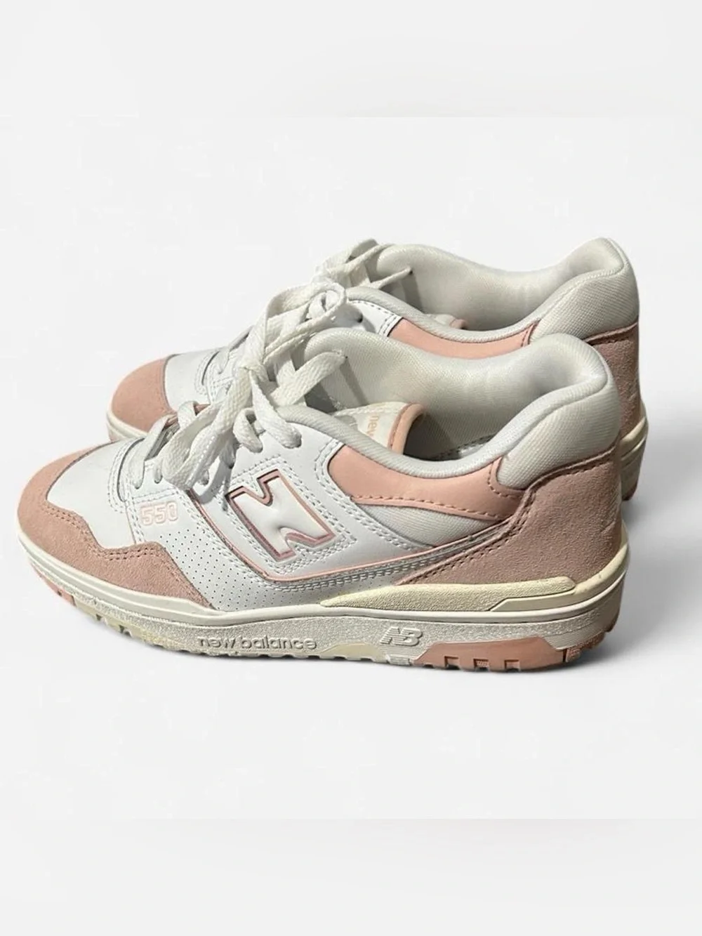 New Balance Women's White & Blush Pink 550 Sneakers