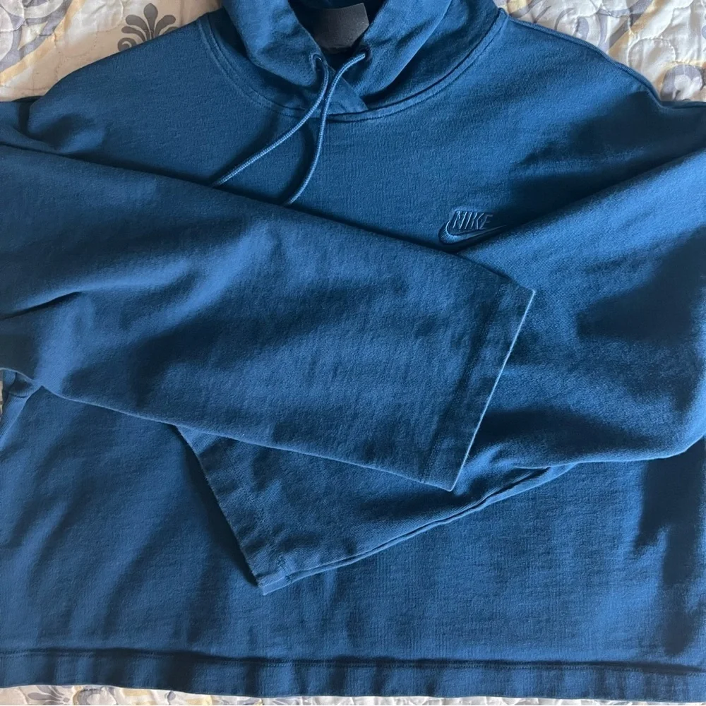 Nike Hoodie Womens Sportswear Jersey Crop Sweatshirt Blue Loose Fit, Medium