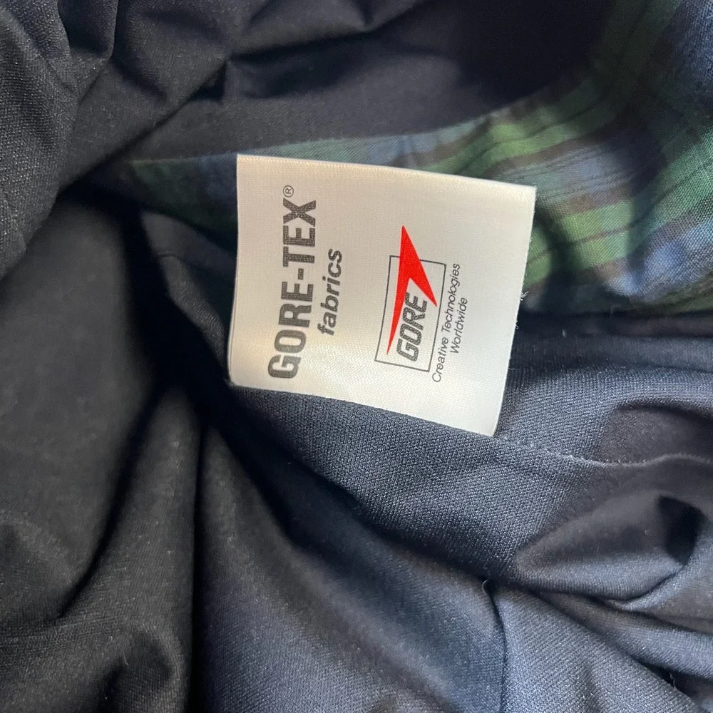 Gore-Tex Jacket Mens Medium Navy Green Plaid Vintage 80s Waterproof Windbreaker