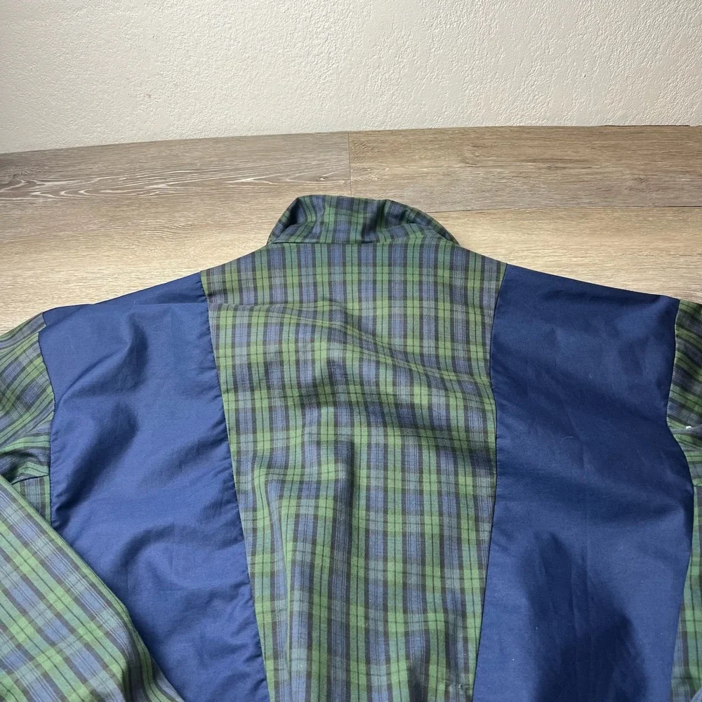 Gore-Tex Jacket Mens Medium Navy Green Plaid Vintage 80s Waterproof Windbreaker