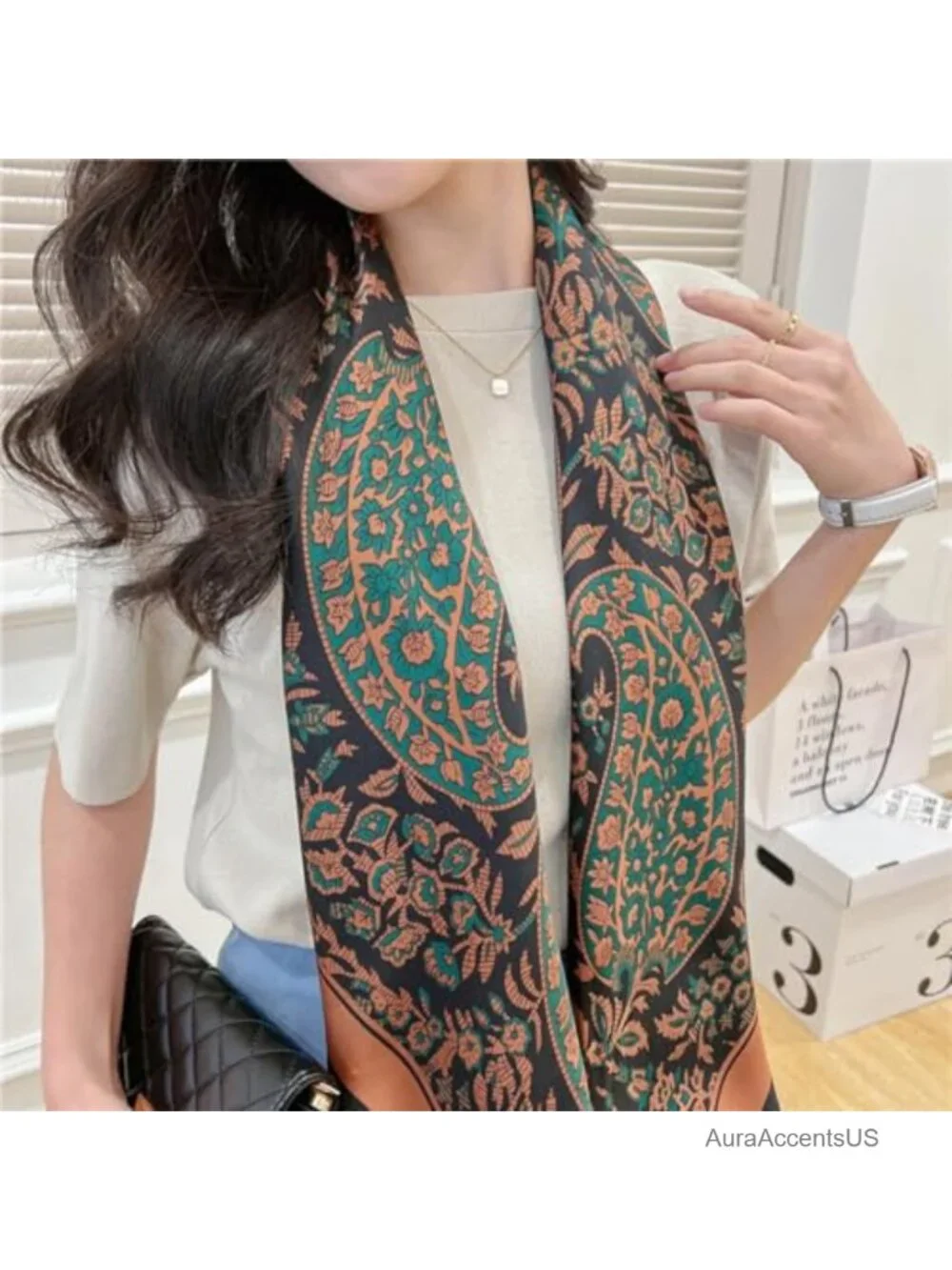 XL 43 Inch Square Scarf Polyester Satin Hair Wrapping Shawl Large Head Scarf
