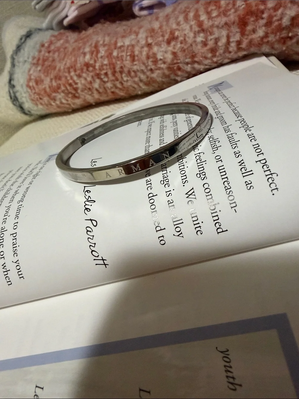 Giorgio Armani Silver-Tone Engraved Logo Bangle