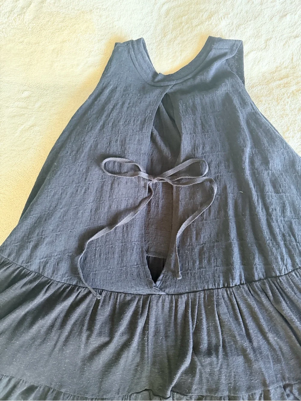 Free People Black Swing Tunic Mini Dress XS Tiered Keyhole Back