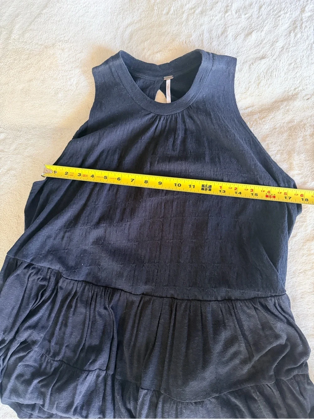 Free People Black Swing Tunic Mini Dress XS Tiered Keyhole Back
