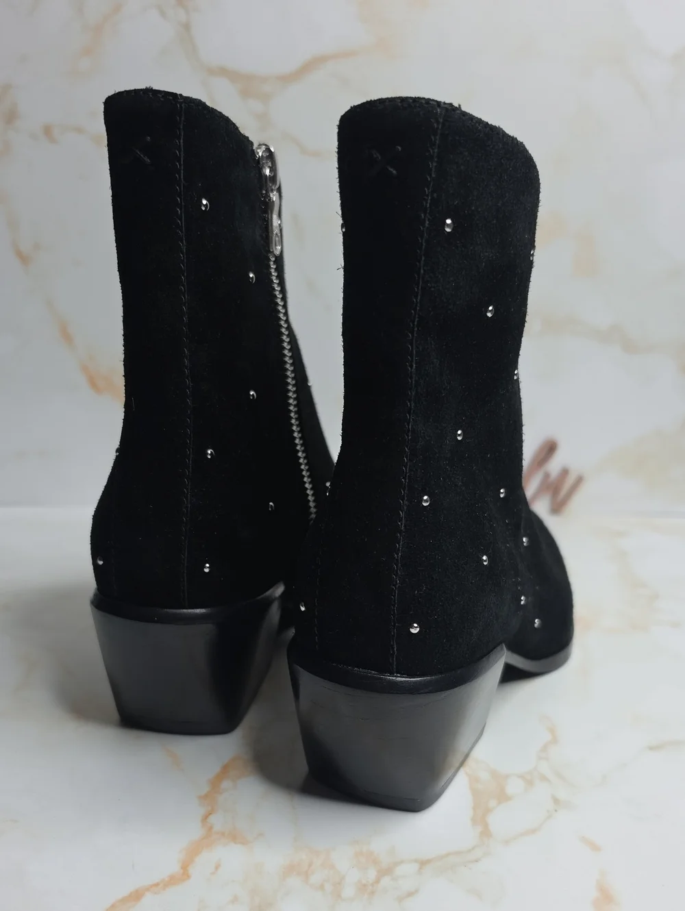 Rag & Bone Joni Studded Suede Ankle Black  Boots New Size 6 / 36