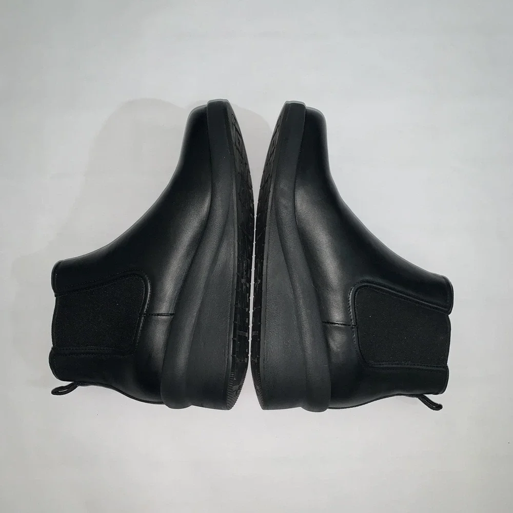 ABEO Passage Chelsea Boots Womens Size 9 Black Leather Ankle Wedge Pull On