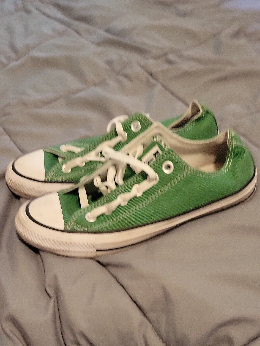 Converse Kids Low Top Canvas Sneakers in Bright Green and White