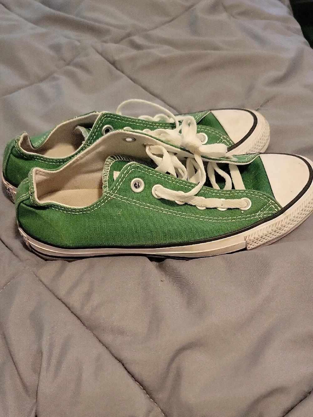 Converse Kids Low Top Canvas Sneakers in Bright Green and White