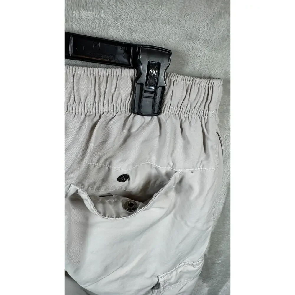 Nike Pant Men Sz L Tan Beige Cargo Joggers Utility Drawstring Elastic Waist Logo