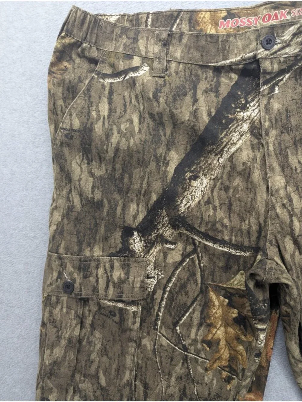 Mossy Oak Cargo Pants Mens 2XL 44-46 Brown Camo Elastic Waist Hunting Outdoor