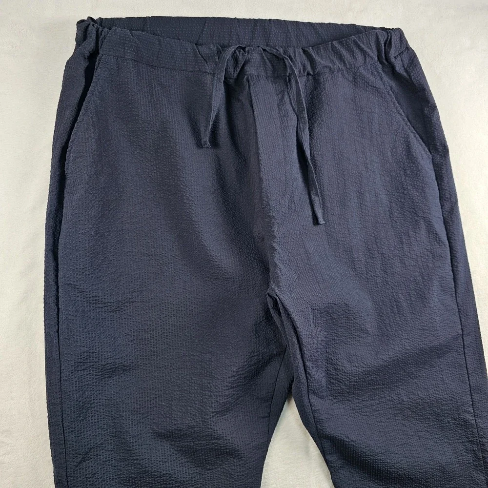 Smock By Mohawk Pants Men XL 32x28 Navy Seersucker Drawstring Pull On Japanese