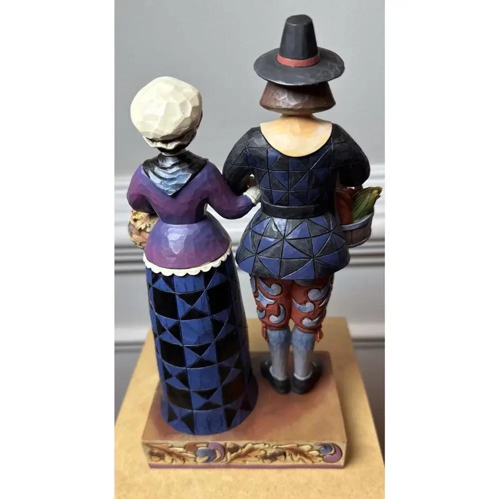 Jim Shore Pilgrims Proud 4022907 Pilgrim Couple Figurine Thanksgiving w/ Box