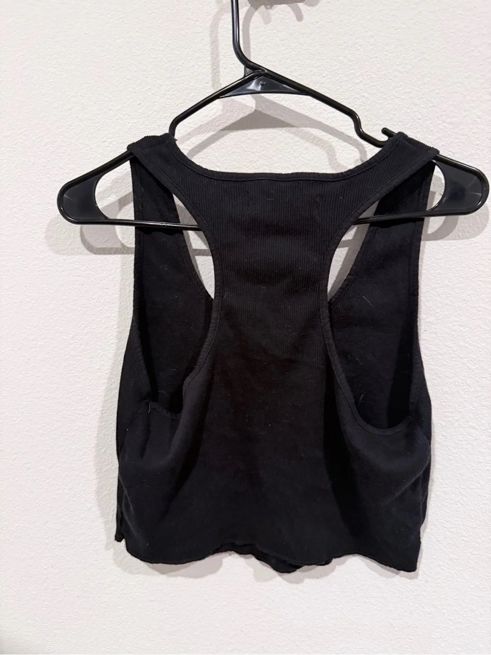 Free People Beach Black Ribbed Racerback Crop Tank Top