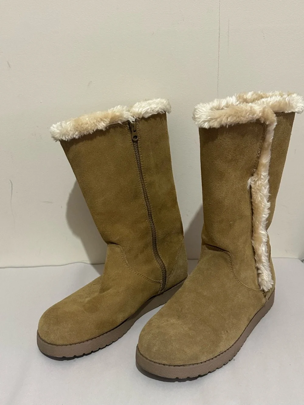 Universal Thread Size 10 Daniela Tan Genuine Suede Faux Fur Mid Calf Boots