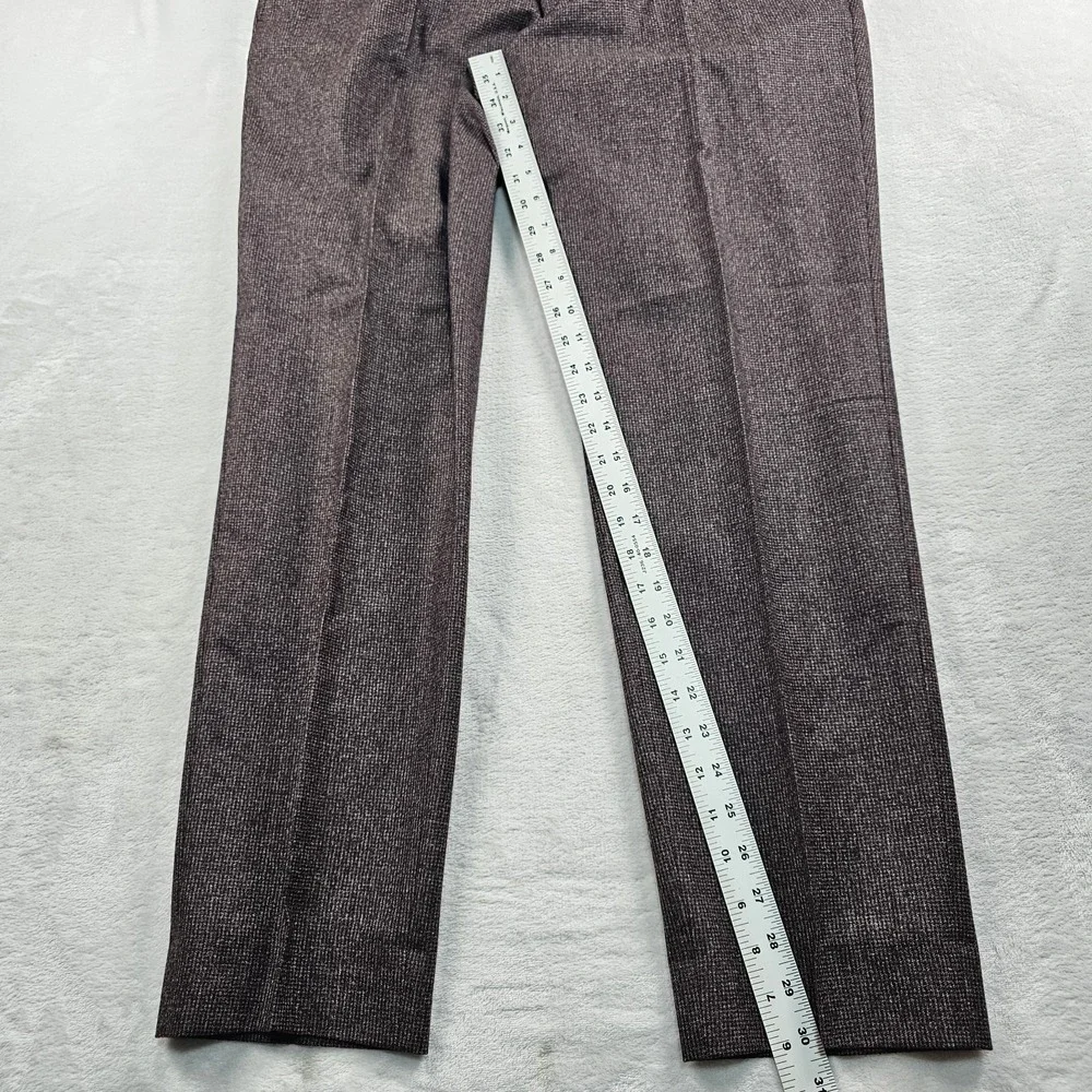 Hugo Boss Wilhelm4 100% Wool Dress Pants 36x30 Burgundy Flannel Puppytooth NWOT