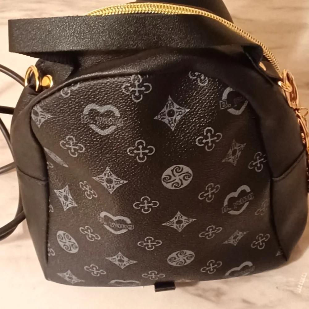 Black Faux Leather Mini Backpack Purse, Small Everyday Crossbody Bag