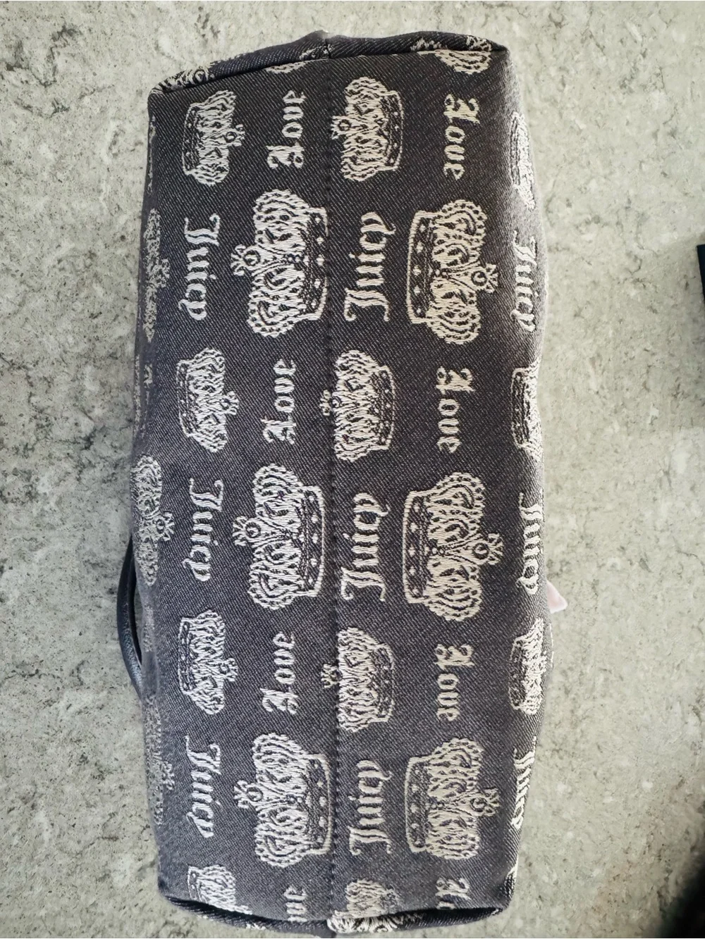NWT Juicy Couture Black Logo Shoulder Bag with Pink Bow Charm