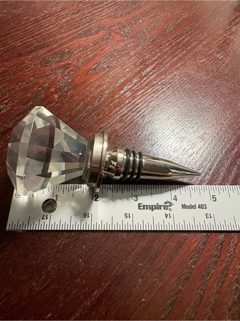 Faceted Crystal Wine Bottle Stopper with Silver-Tone Metal