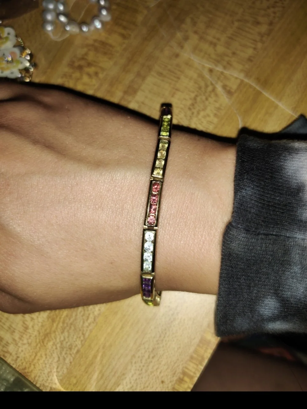 Gold-Tone Multicolor Crystal Tennis Bracelet - Women