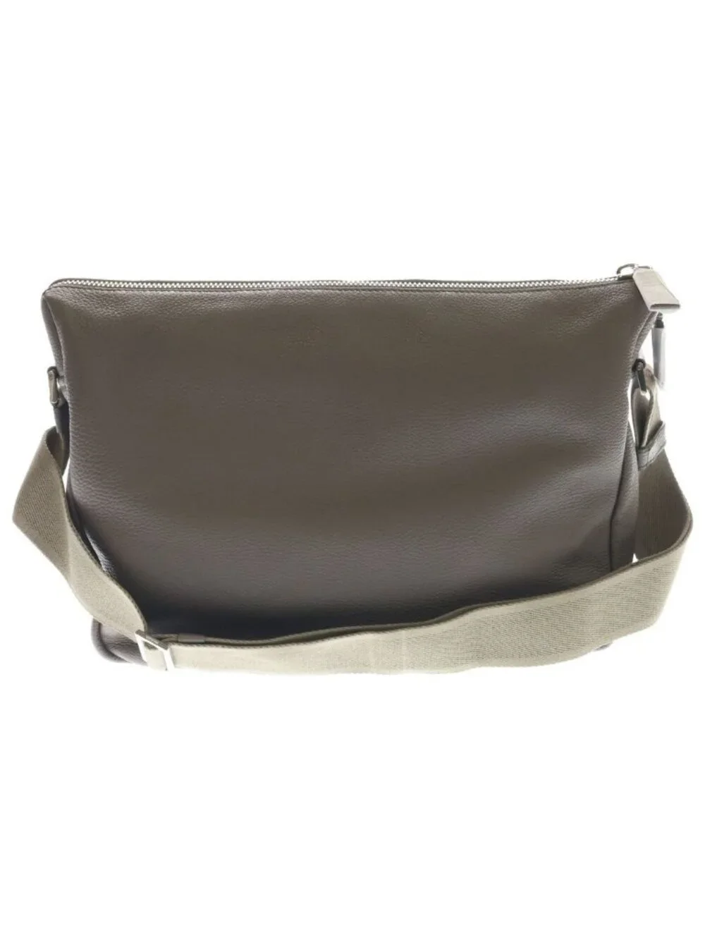 Prada Vitello Daino Shoulder Bag Gray Leather Silver