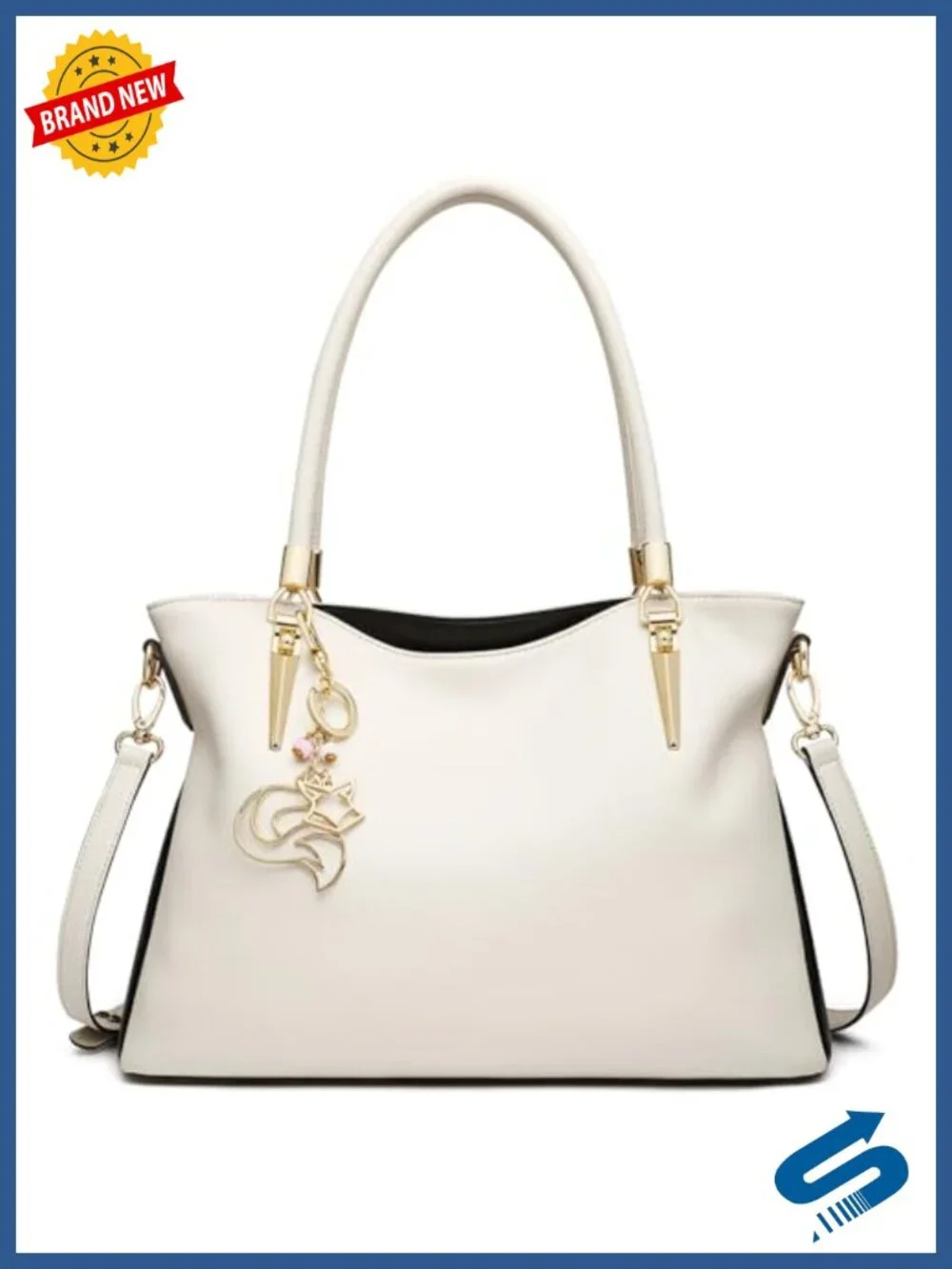 Genuine Leather Tote Handbag with Top Handles and Shoulder Satchel Purse