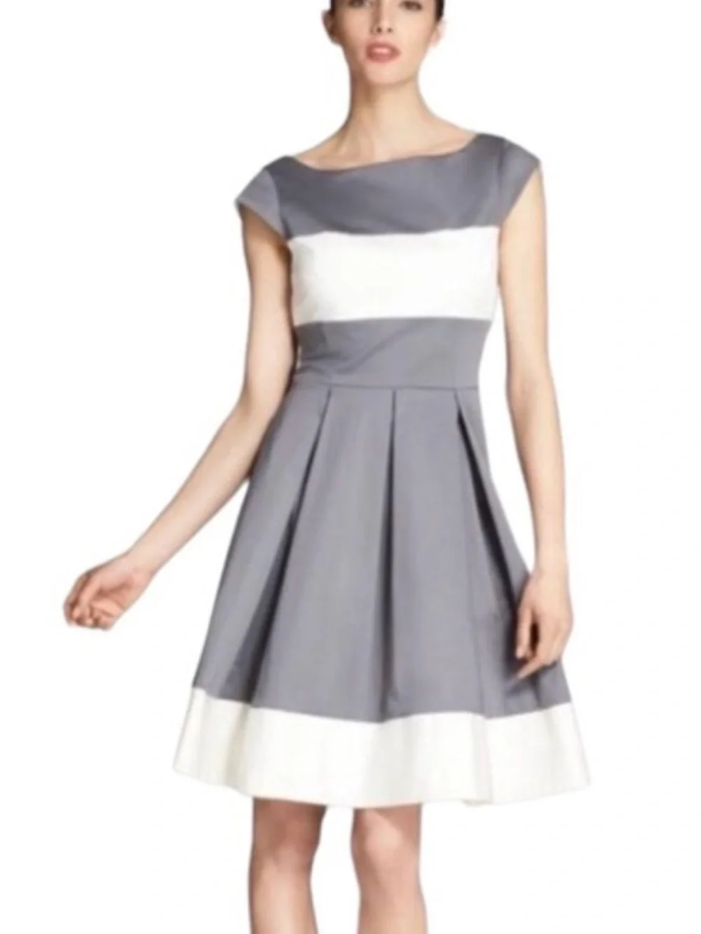 kate spade Gray and White Fit-and-Flare Midi Dress