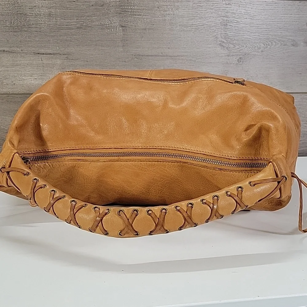 Large Vilenca Holland Tan Leather Shoulder Hobo Bag