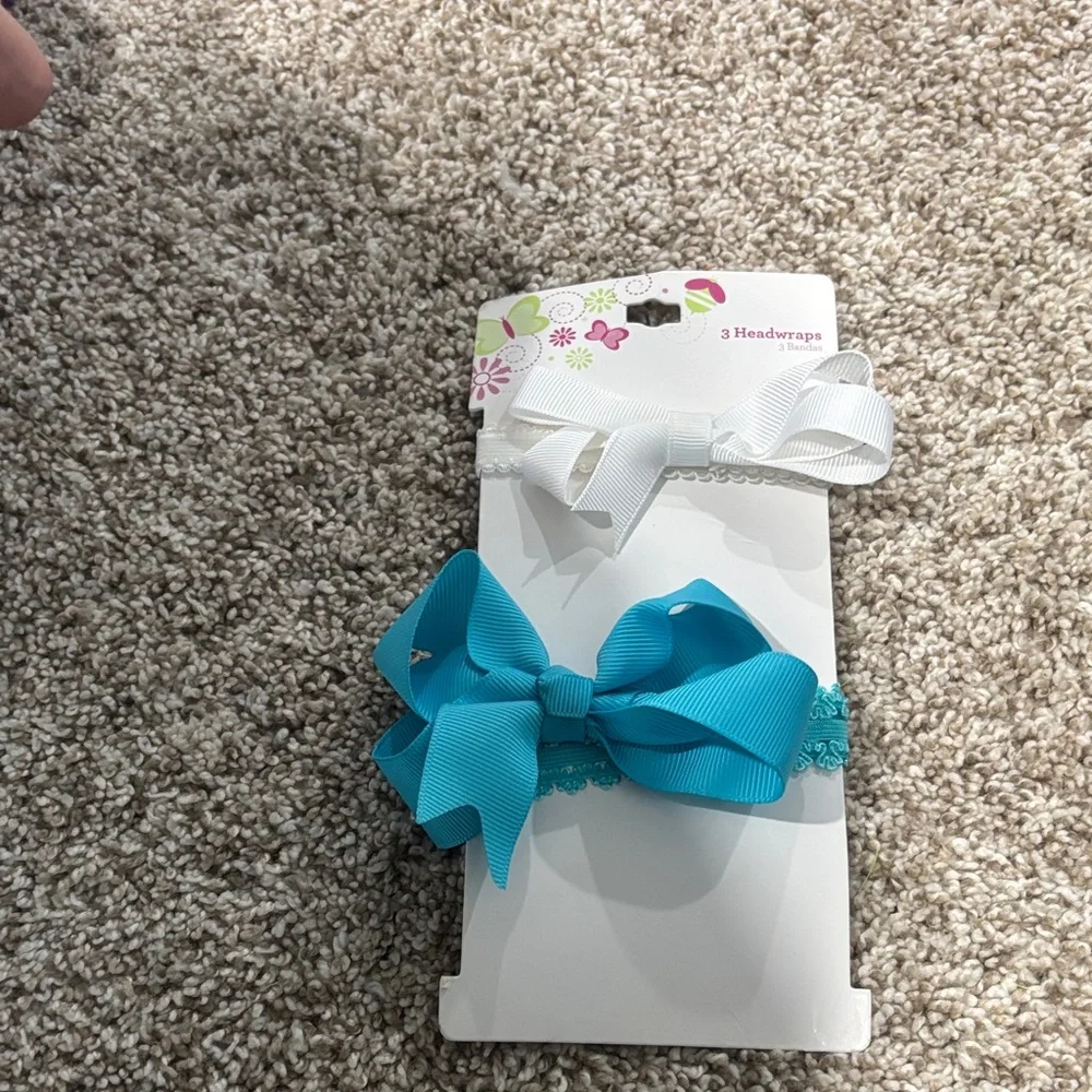 🟢10/$10 - Blue and White Bow Headwrap Set