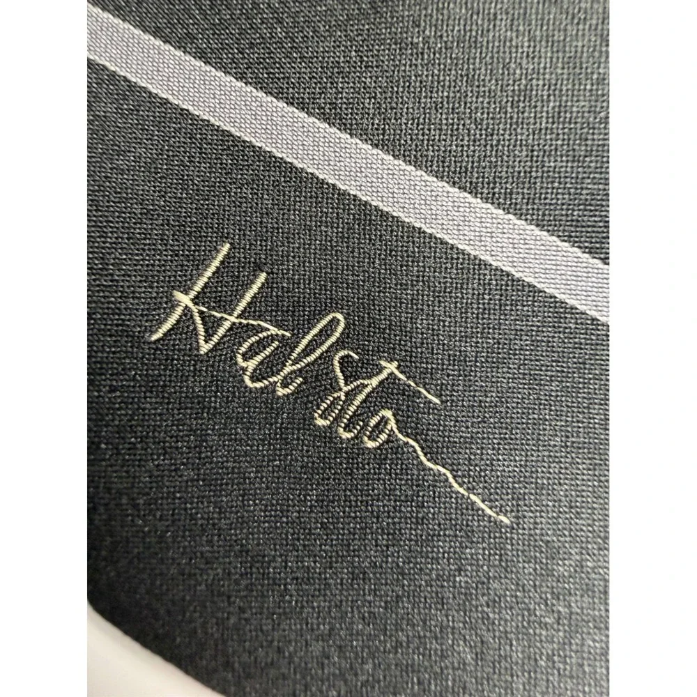 Halston Mens Necktie Black Red Grey Diagonal Stripe Silk Blend Designer Tie