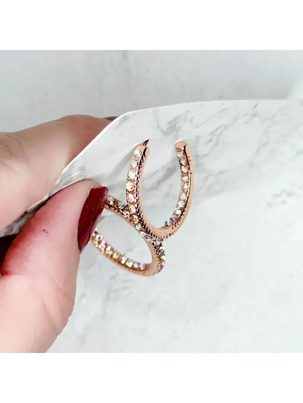 7488u. Rosegold Tone Hoop Earrings