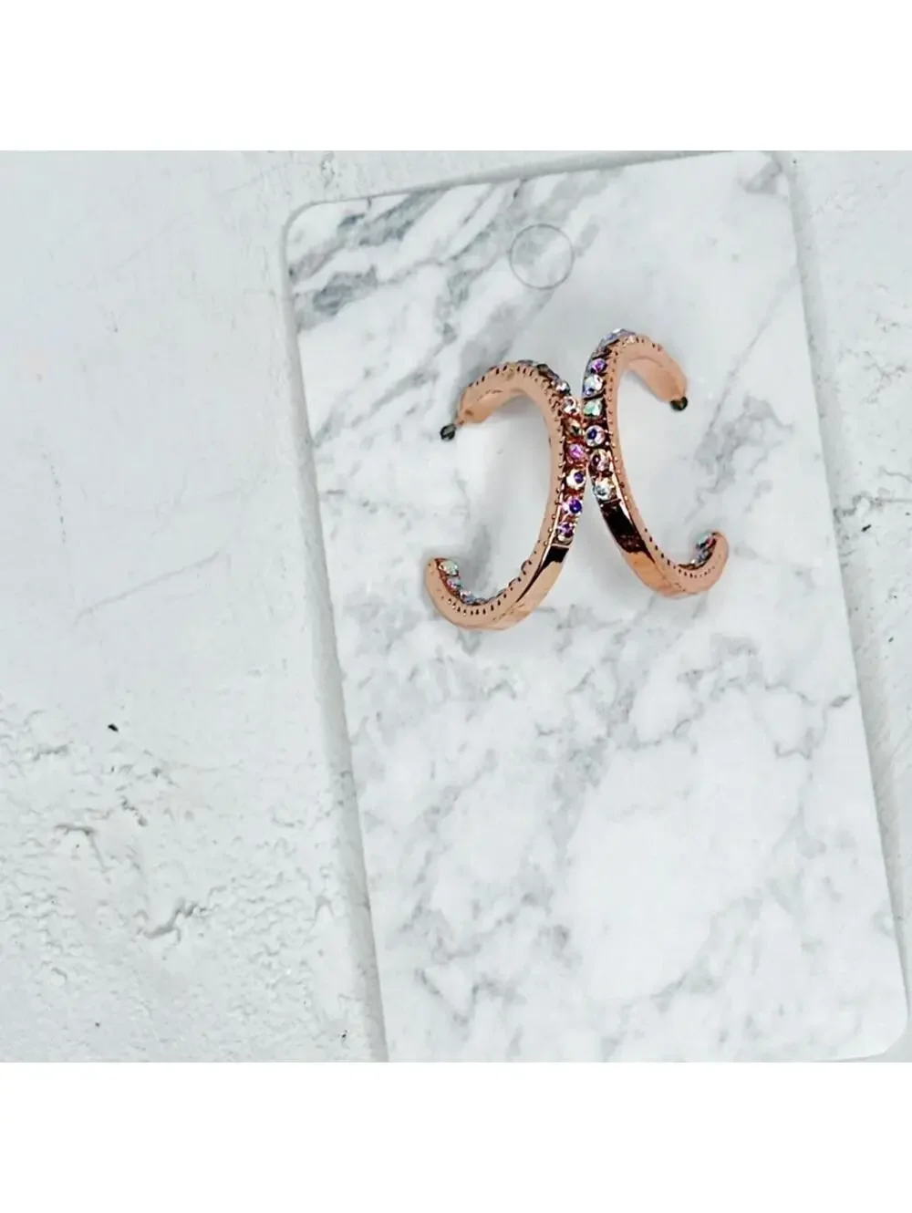 7488u. Rosegold Tone Hoop Earrings