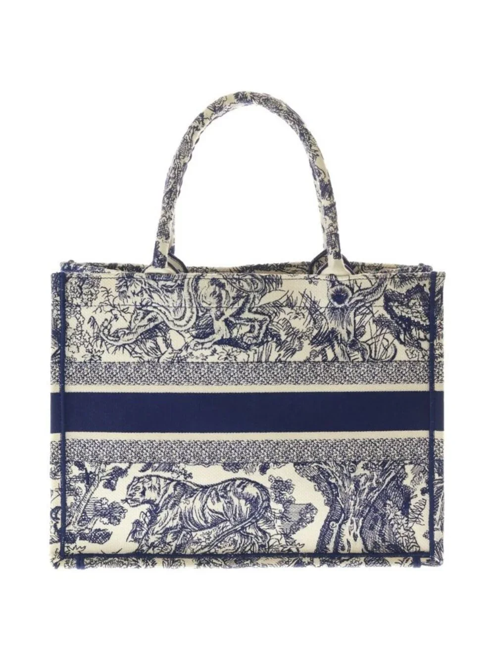 Dior Book Tote Toile de Jouy Handbag Navy Ivory Canvas