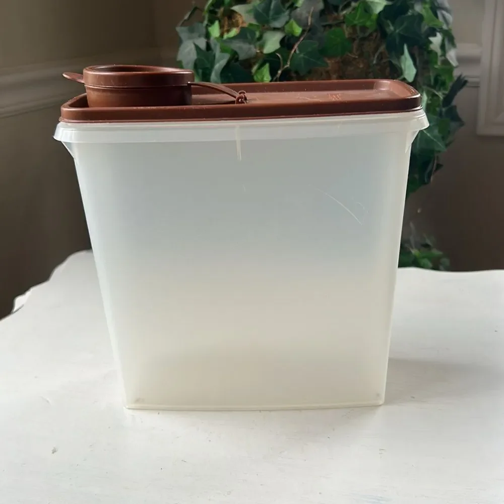 Tupperware Vintage Brown and White Storage Container