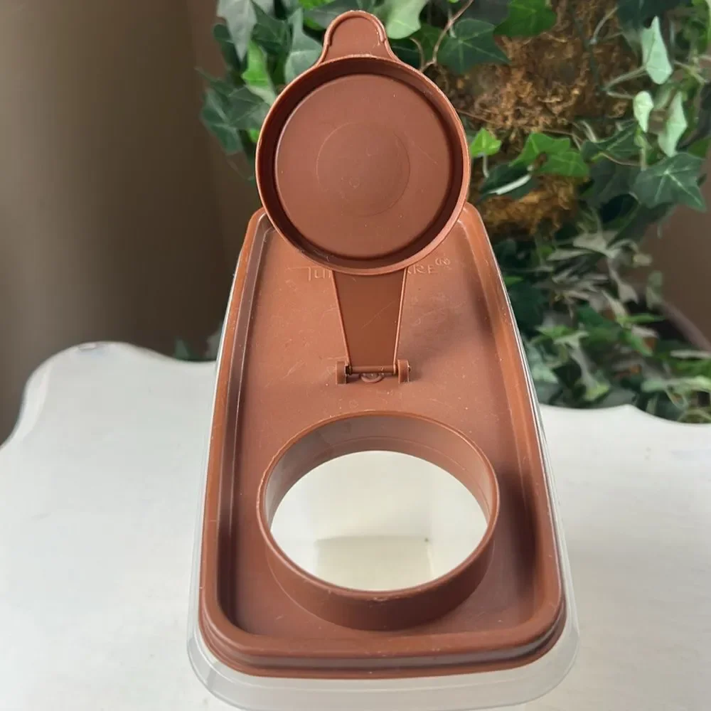 Tupperware Vintage Brown and White Storage Container