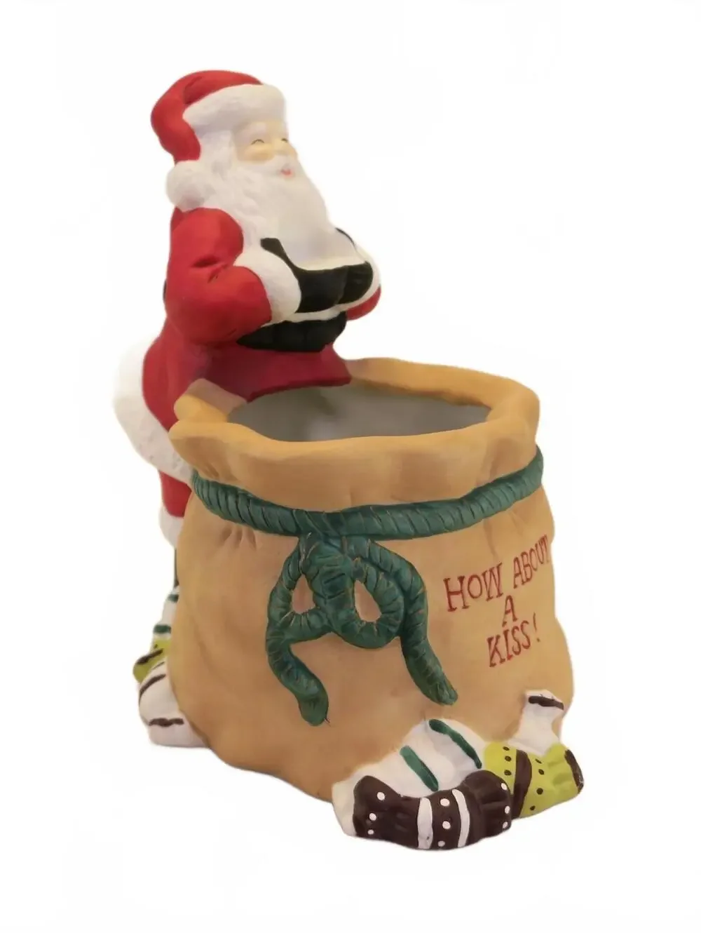 Hershey's Kisses kiss holder Candy Dish Vintage Santa with Bag