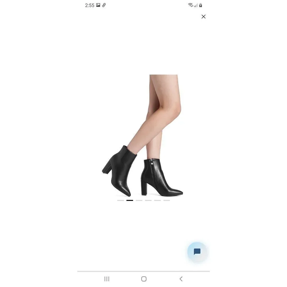 New Size 5.5 Dream Pairs Black PU Sianna-1 Chunky Heel Ankle Boots Booties