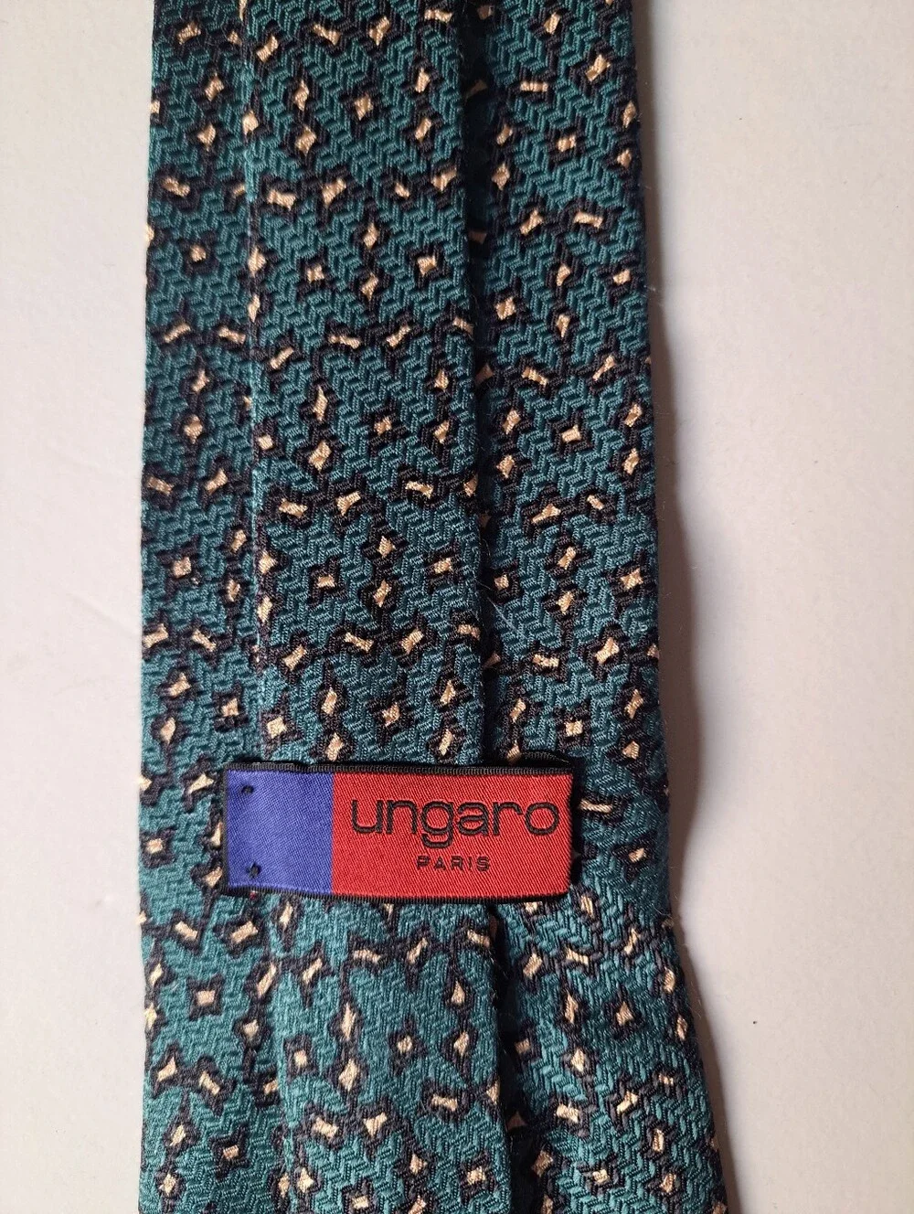 UNGARO PARIS Men's Teal Patterned Silk Tie - Teal  MADE IN ITALY
