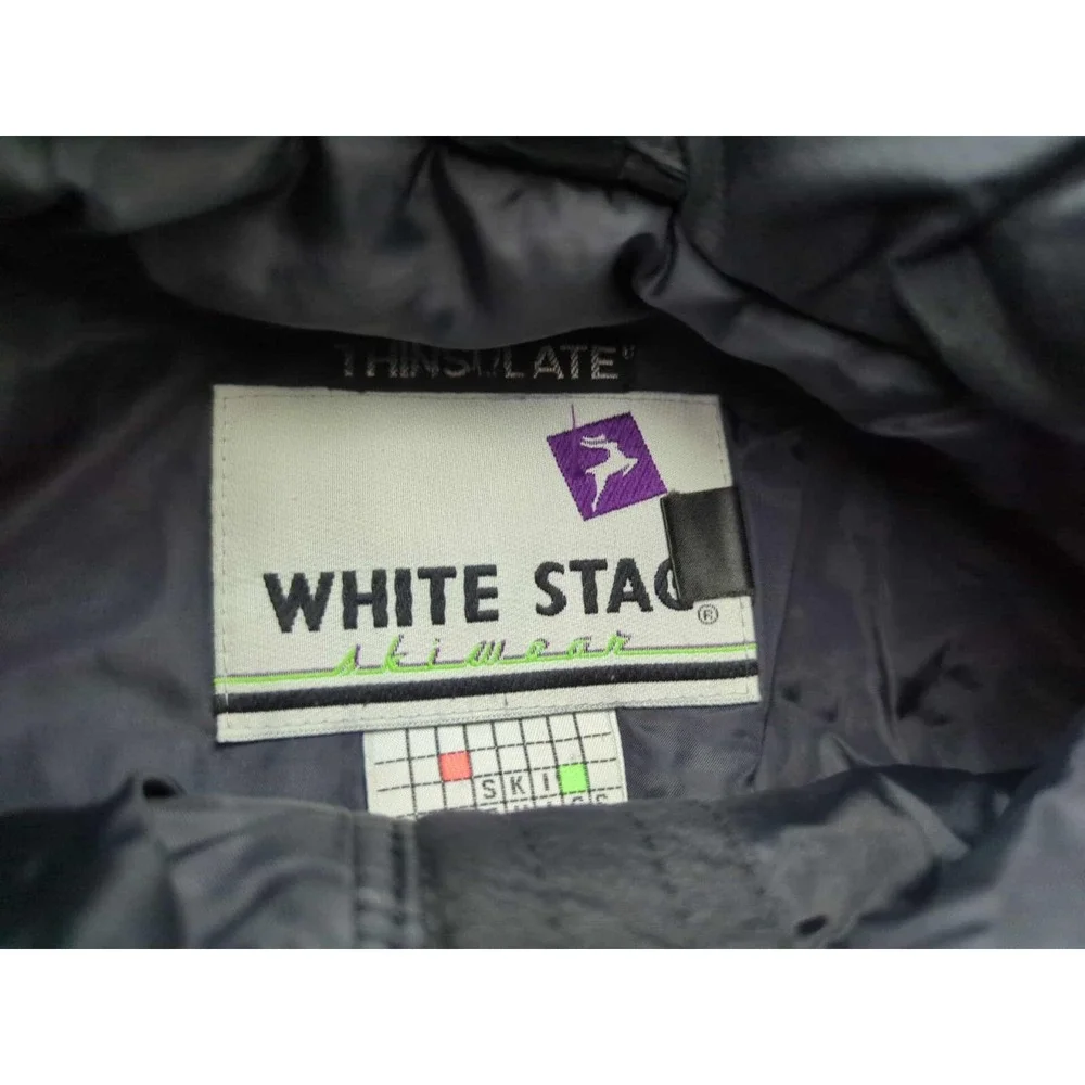 Vintage White Stag Ski Wear Jacket Mens Large Black Thinsulate Made in Hong Kong