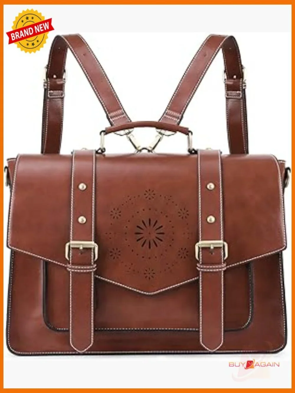 Vegan Leather Laptop Backpack Messenger Bag 15.6