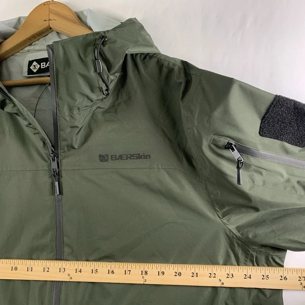Baerskin Tactical Waterproof Hooded Rain Jacket Mens XL Dark Green Utility New