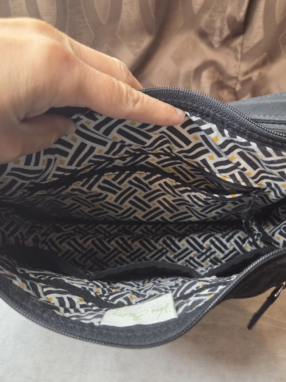 Vera Bradley Black Quilted Shoulder Bag with Adjustable Strap-Strap Has Fading