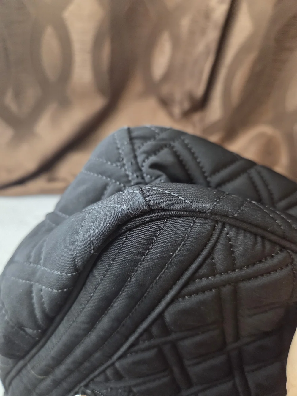 Vera Bradley Black Quilted Shoulder Bag with Adjustable Strap-Strap Has Fading