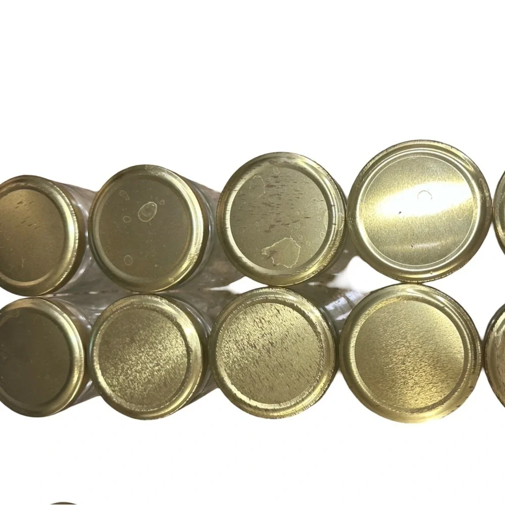 Gold-Lidded Glass Jars Set of 10 (Used - Good Condition) 🫙