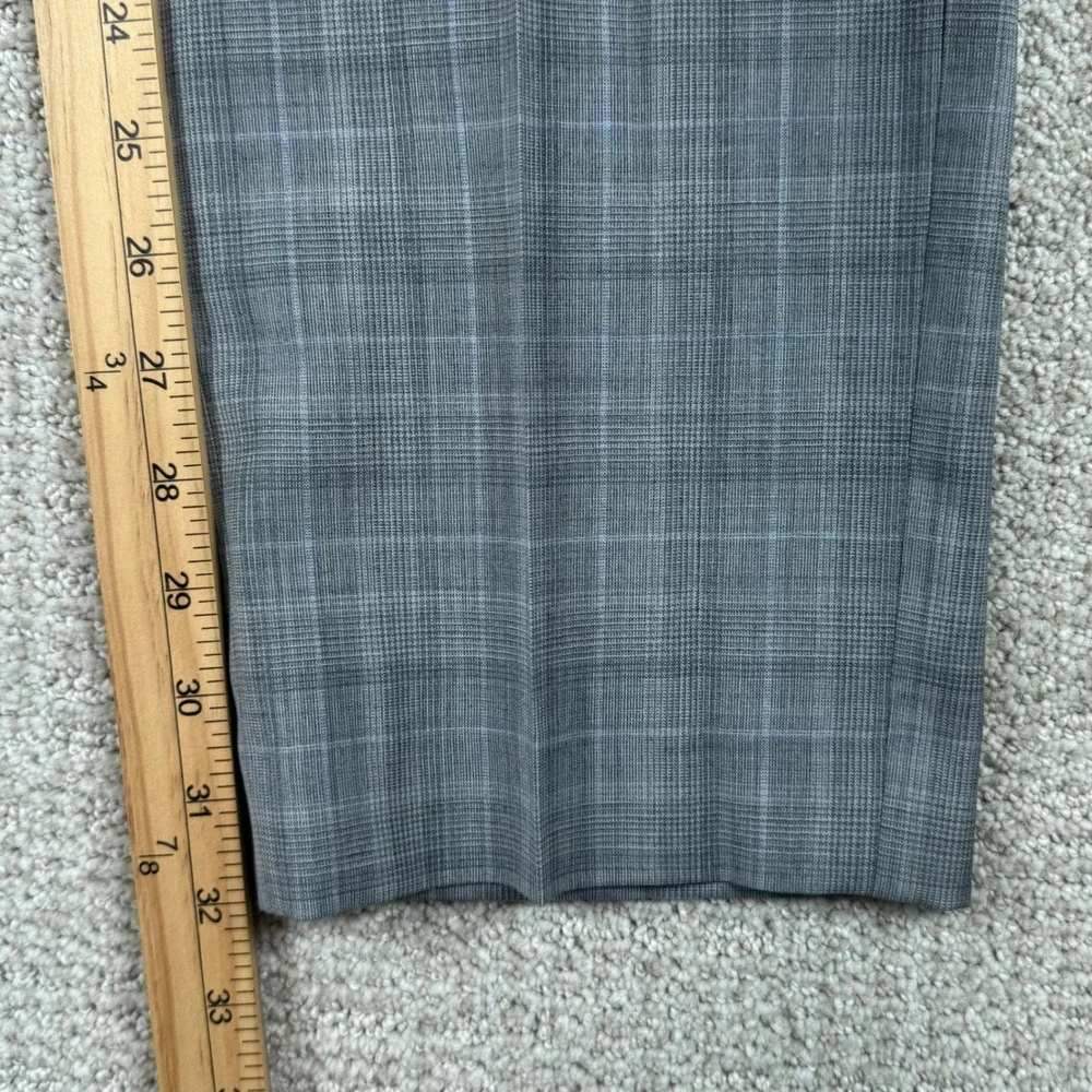 NEW Calvin Klein Mens 34x32 Grey Plaid X Slim Fit Wool Blend Dress Pants