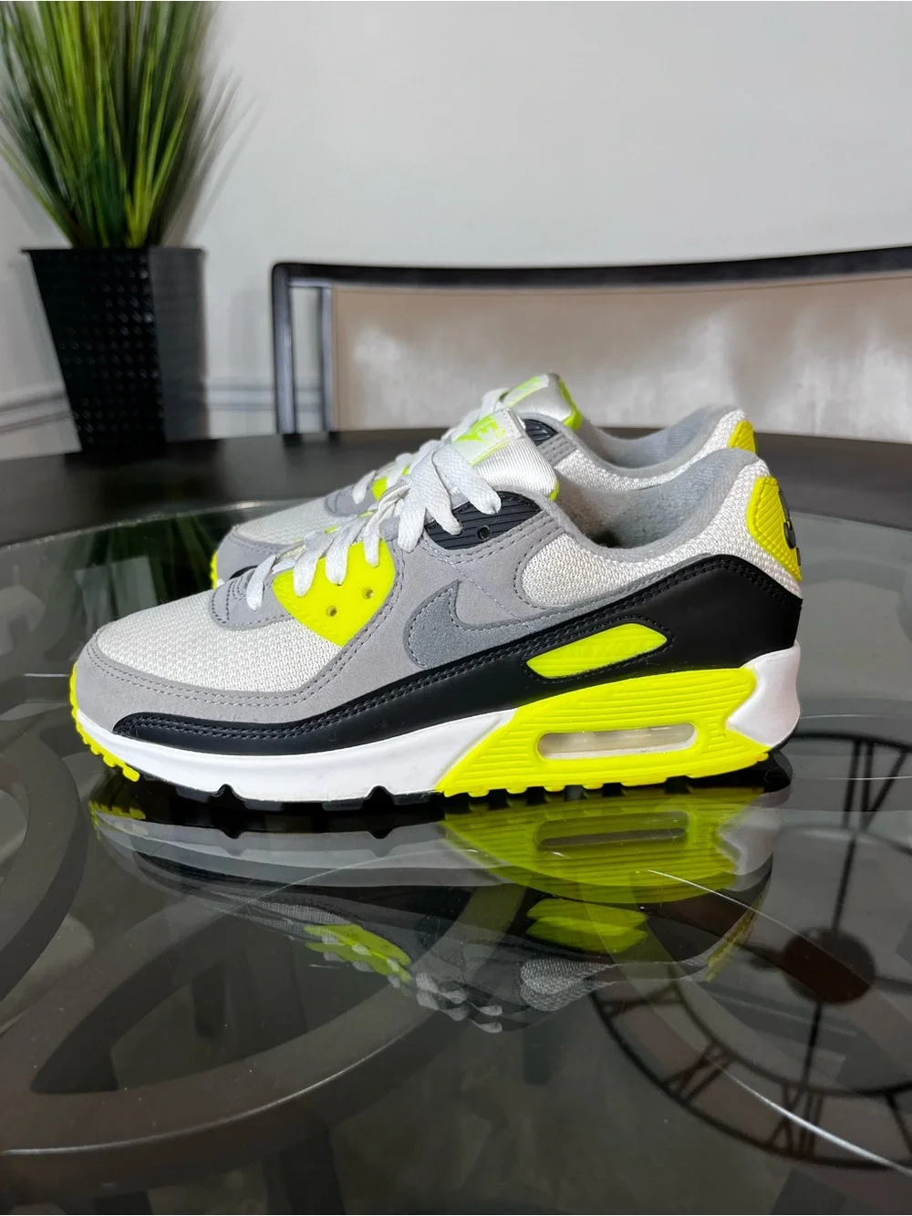 Nike Air Max 90 Shoes Womens Size 8 Gray Volt Colorblock Running