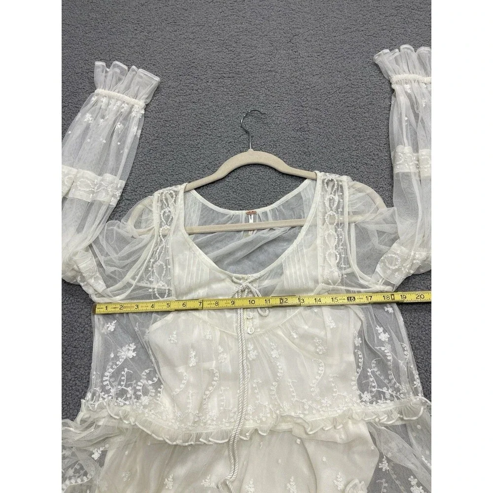 Free People Maxi Dress Women Ivory Stevie Retro Boho Resort Vacay Size XS New