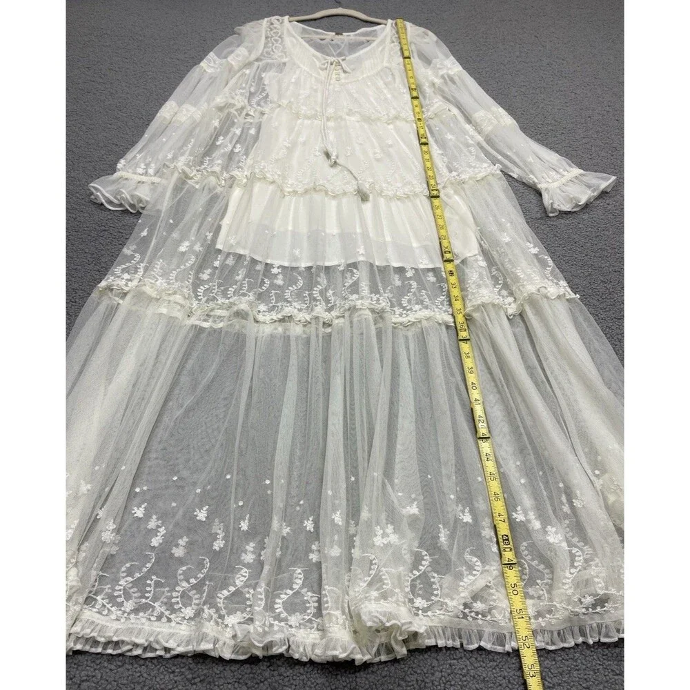Free People Maxi Dress Women Ivory Stevie Retro Boho Resort Vacay Size XS New
