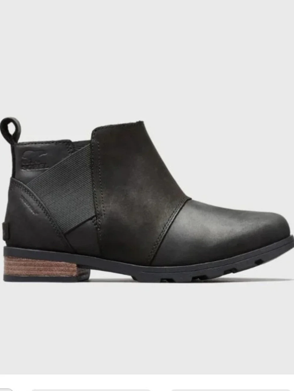 Sorel Emelie Chelsea Leather Waterproof Boot, Black, Women Size 9.5, Seam Sealed