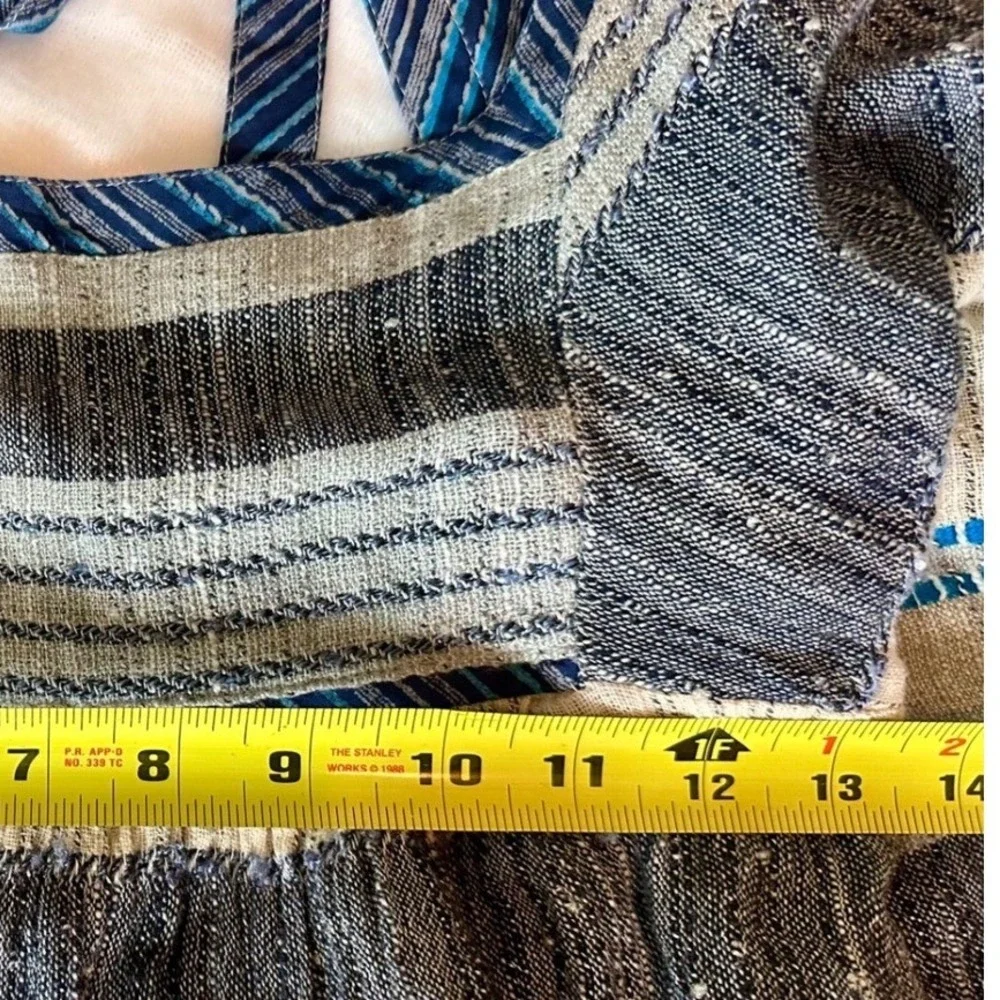 Boho Free People Mini Dress Striped Blue‎ White Size S Urban Ethereal bohemian
